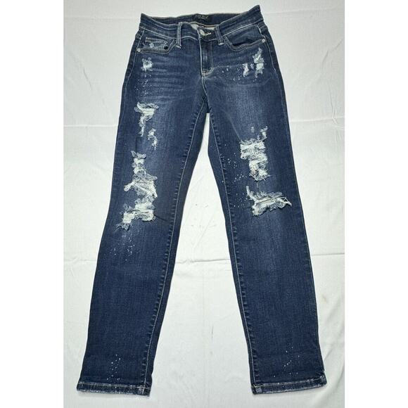 Judy Blue Women's Blue Skinny Fit Ripped Distressed Stretch Denim - Size 1/25 - Picture 1 of 6